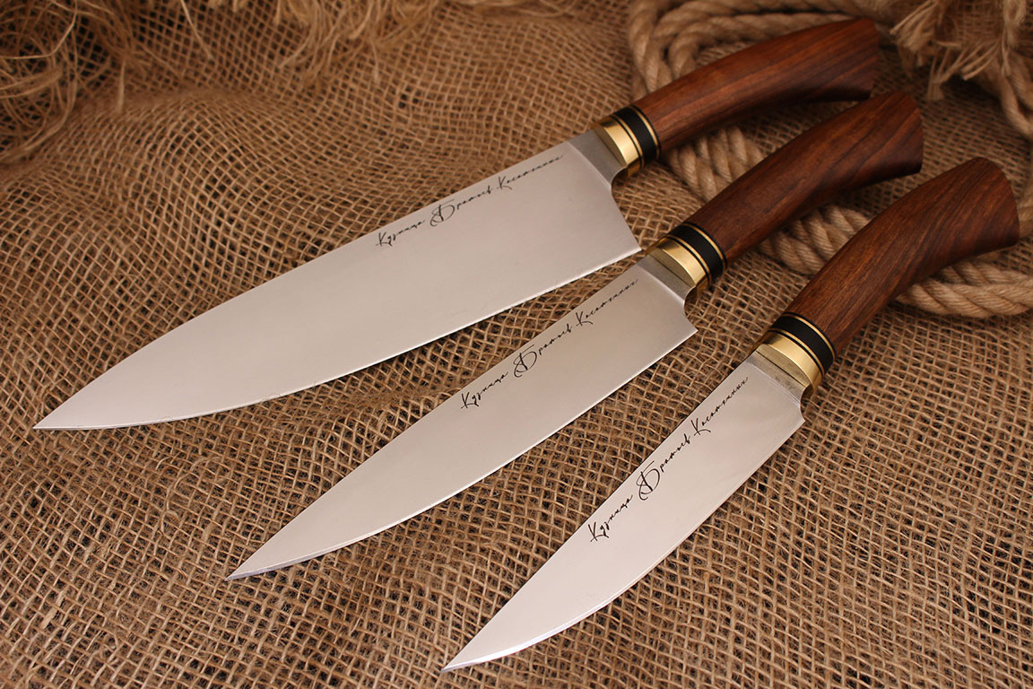 Набор кухонных ножей "Ромеско" 95х18, рукоять орех.